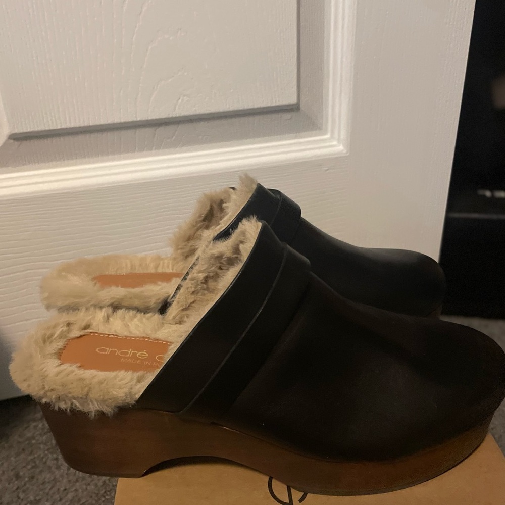 Andre Assisi fur lined clogs